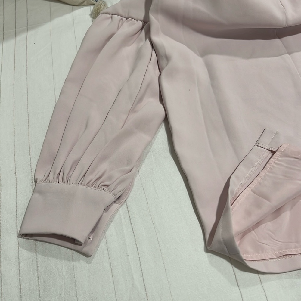 Rachel Parcell Dusty Pink Midi Dress Gathered Lantern Sleeves XS - Picture 9 of 13